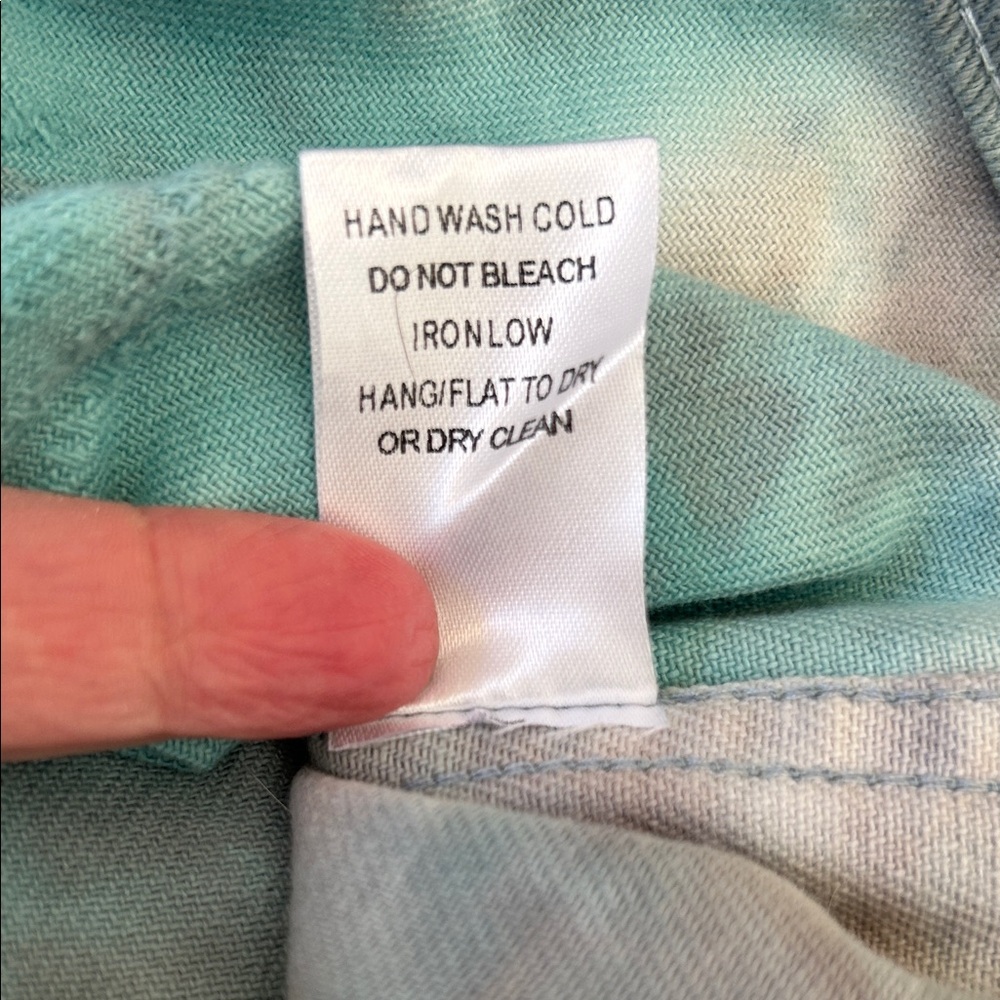 Oddy Teal Gray Tie‑Dye Distressed Denim Jacket Plus 2X/3X NWT - Picture 9 of 11